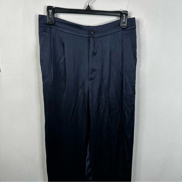 NEW Madewell Drapey Tapered Pleat Satin Blue Relaxed Fit Pants Women's Medium - Picture 5 of 11